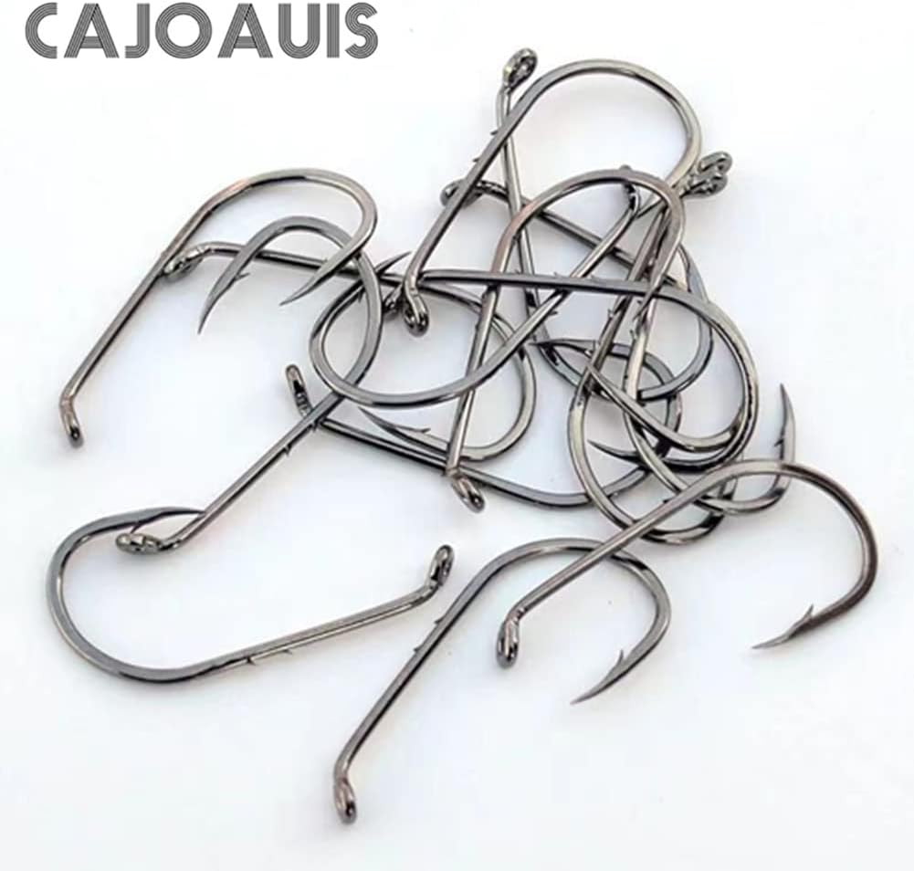 Baitholder Offset Fishing Hooks 100pcs Barbed Shank Down Eye Hooks