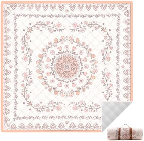 Boho Picnic Mat, 79" x 79" Extra Large Outdoor Picnic Blanket, Washable Foldable Portable Blanket for Beach/Camping/Concerts