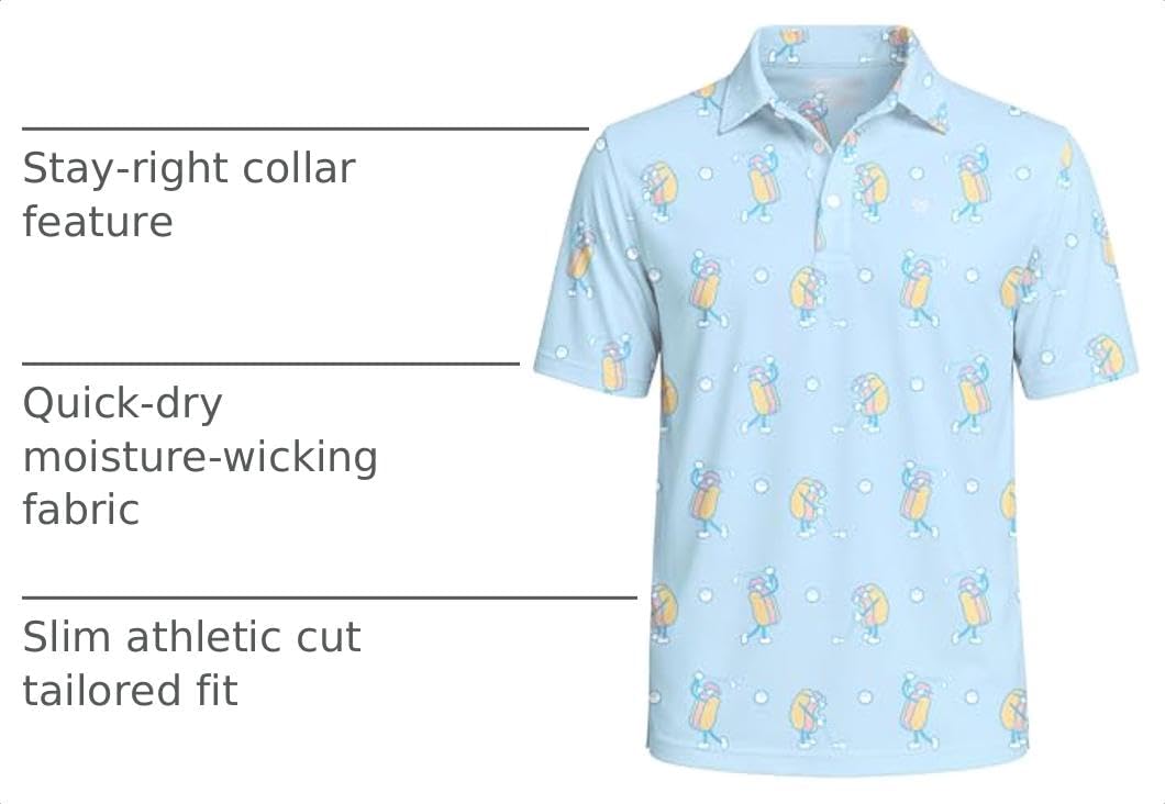 Tipsy Elves Men's Performance Golf Polo Shirt - Funny Novelty Golf Gift