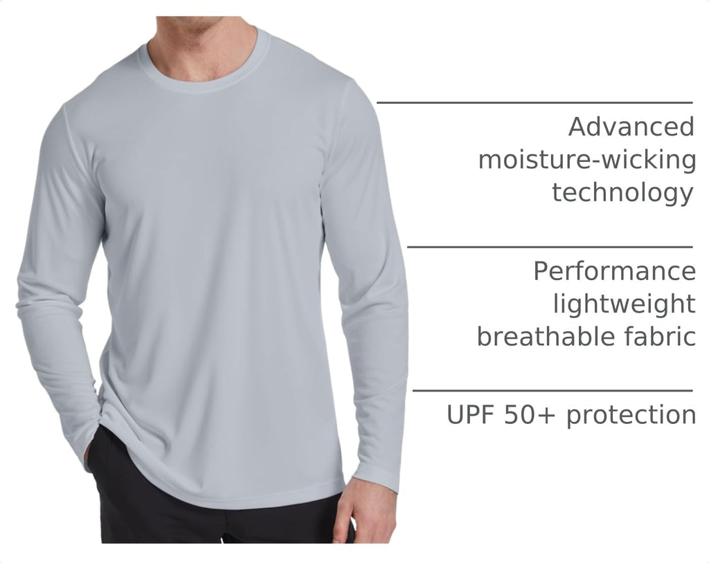 OYGSieg 6/7 Pack Men's Quick Dry Long Sleeve UPF50+ Sun Shirts