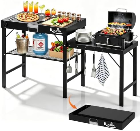 Grill Table - 61" L×31" H×20" W Heavy Duty Pizza Oven Stand