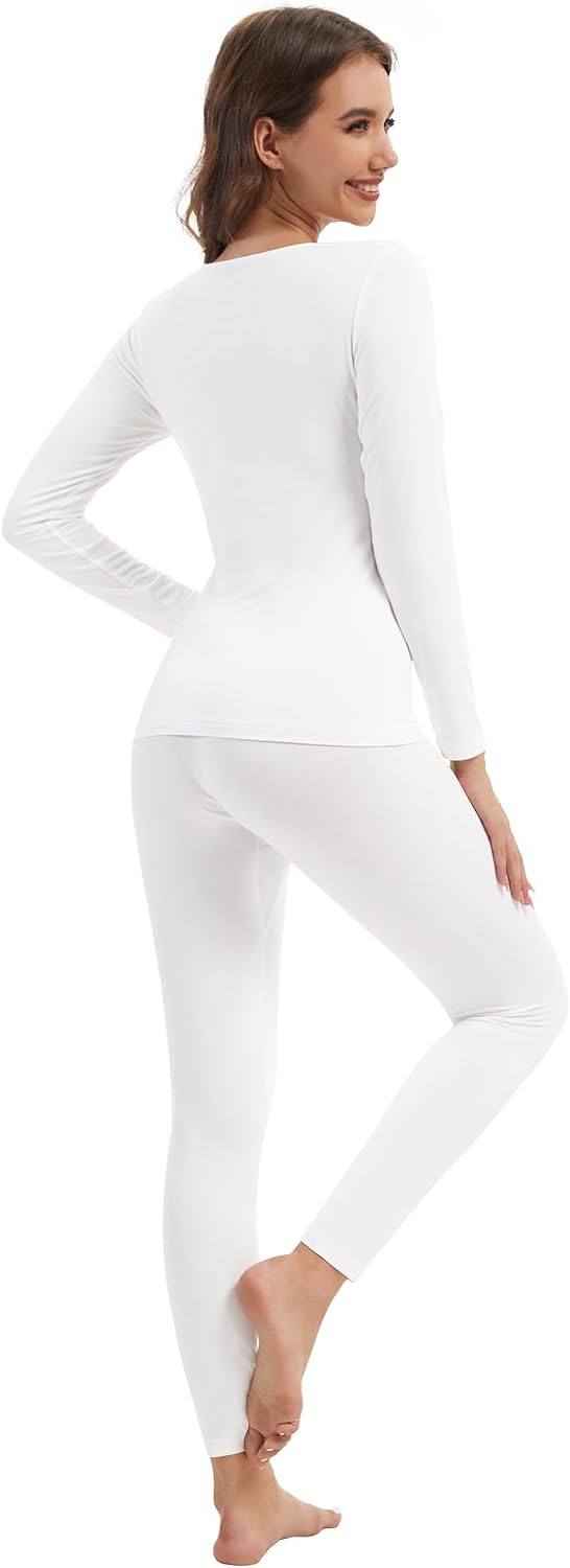 WiWi Soft Underwear for Women Thermal Long Johns Sets Super Warm Base Layer Top Pants Pajamas Set Viscose from Bamboo S-3X