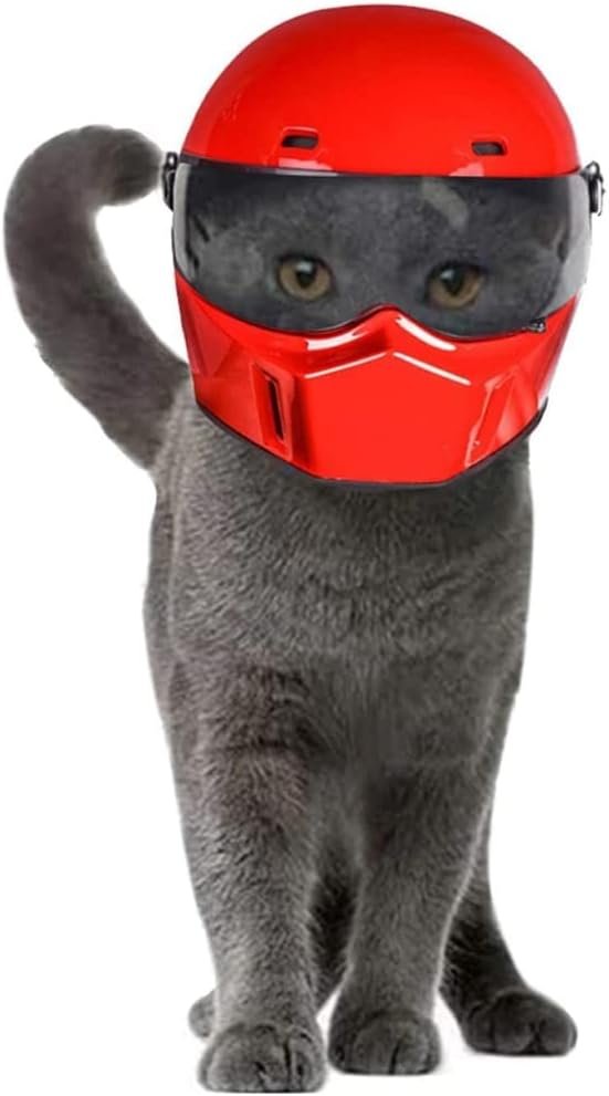 Pet Motorcycle Helmet, Full Face Motorcycle Helmet Outdoor Motorcycle Bike Riding Helmet Hat for Cat Dog Doggie Puppy Kitten Helmet Pet Supplies Racing Car Fan Collectible Small Gift (White)