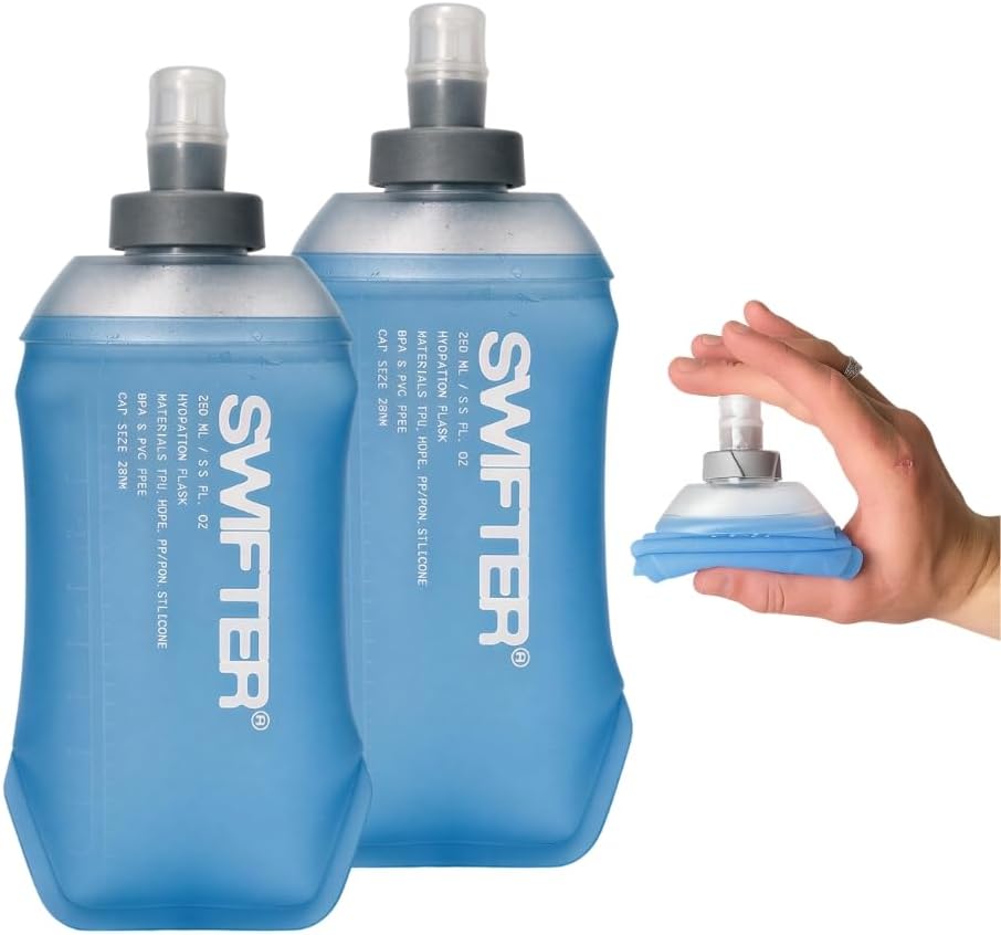 SWIFTER 2x Soft Flask 500ml | Running, Hiking, Cycling Hydration Flask | Collapsible, Leakproof, Reusable | Matt Finish, Sky Blue