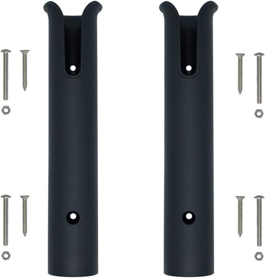 Wall Mounted Fishing Rod Holders Tubes Links Fishing Rod Holder Rack Rests (2-TUBE Black-HiUmi)