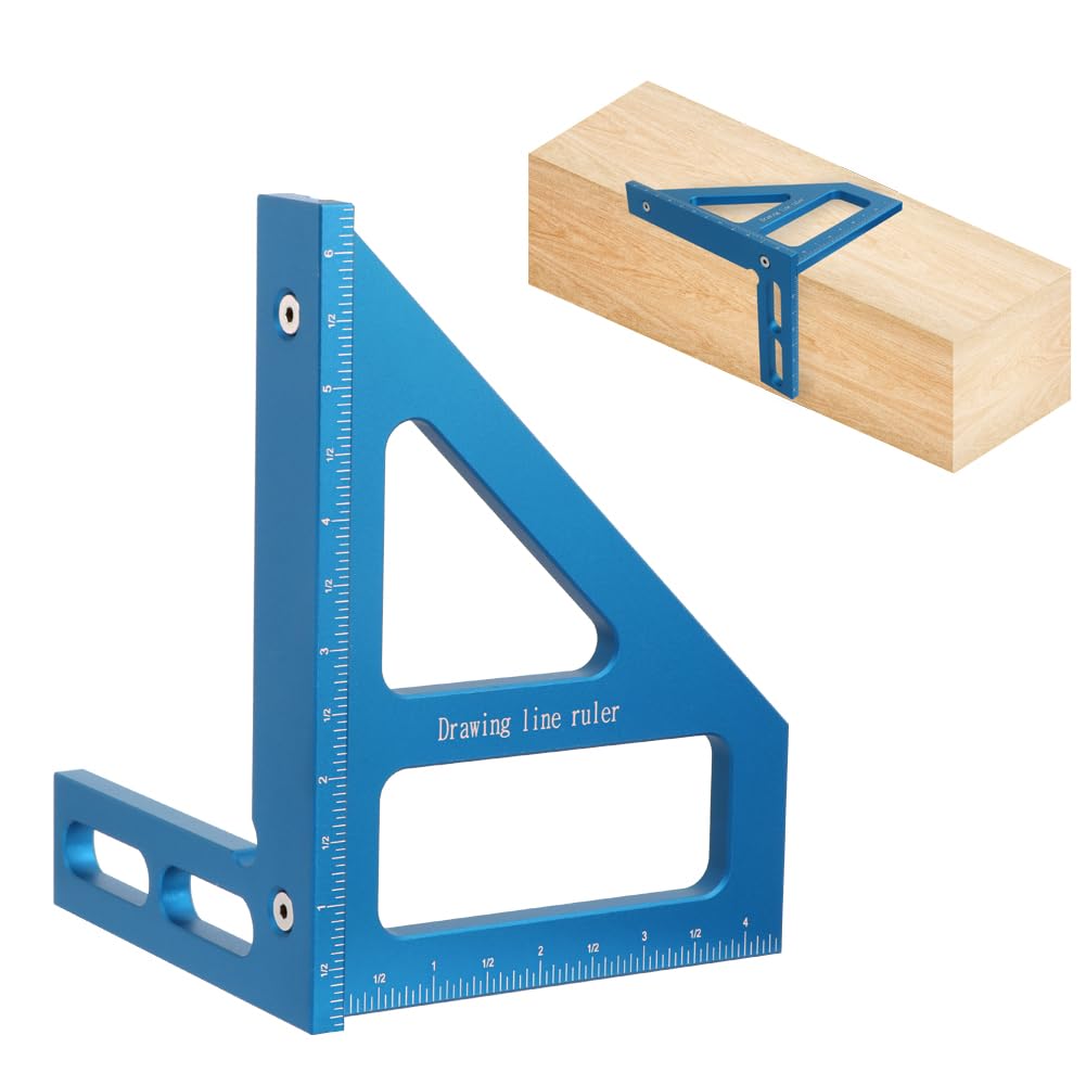 Imperial 3D Multi-Angle Measuring Ruler,45/90 Degree Aluminum Alloy Woodworking Square Protractor, Miter Triangle Ruler High Precision Layout Measuring Tool for Engineer Carpenter,003B