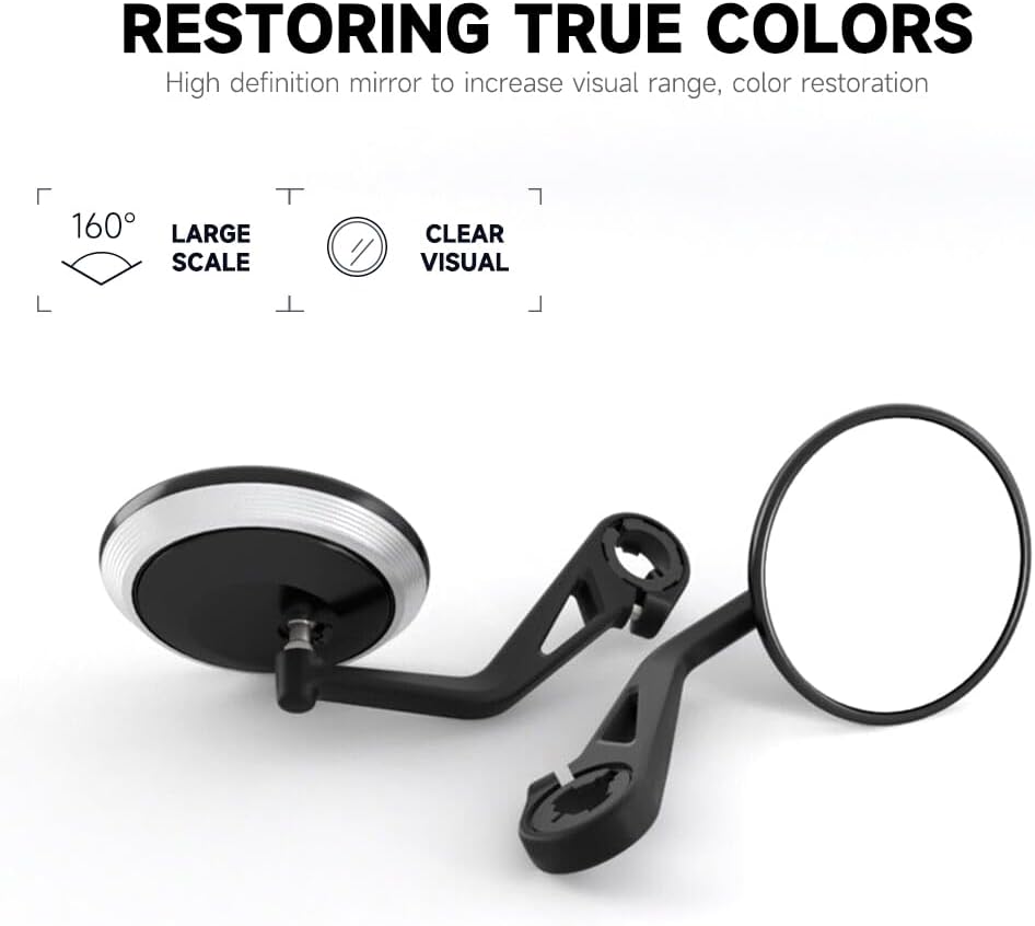 Motorcycle Handlebar Bar End Mirrors, CNC Aluminum 360 Degrees Adjustment Rearview Mirror Fit for Triumph Rocket 3/Street Triple 765RS/Bobber T120/Daytona 660 (Round Bar End Mirror)