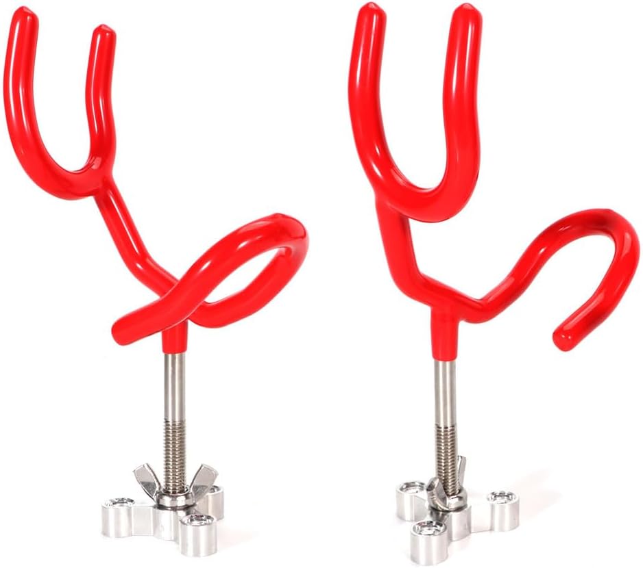 4pcs Sure Grip Steel Boat Rod Holder 20 Degree PVC Coated Steel Wire Fishing Pole Holder (Red)
