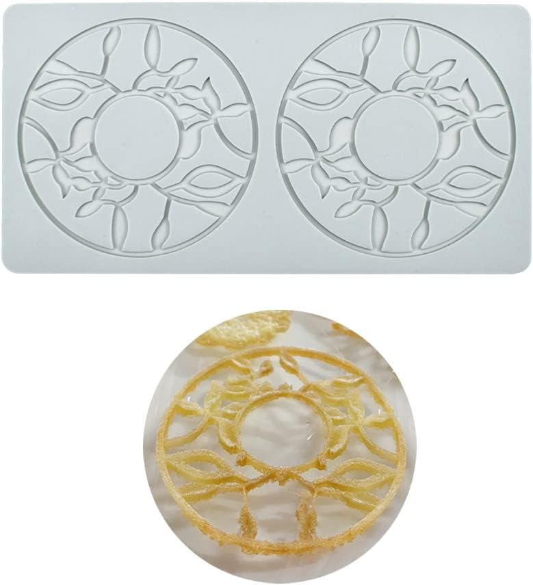 Hollow Leaf Silicone Molds Lover Heart Chocolate Molds Geometry 3D Silicone Mould Chocolate Candy Leaf Mold Sugar Craft Cake Decoration Cupcake Top (Q_Sun_10*5.24 * 0.12inch)