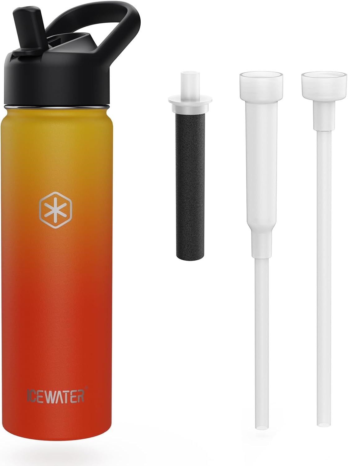 ICEWATER 24 oz Versatile Water Bottle, Regular & Filtered Straw with Filter
