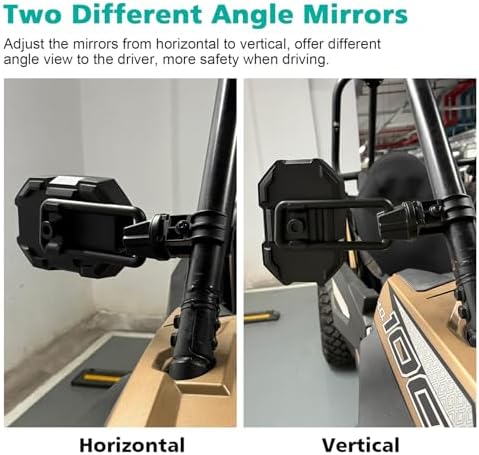 SUNPIE UTV Side Mirror Adjustable Blind Spot Mirrors for Side-By-Side