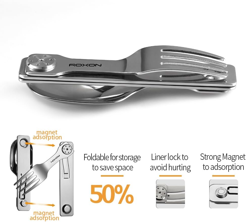 Roxon C2 2 in 1 Detachable Folding Camping Utensil with Fork & Spoon
