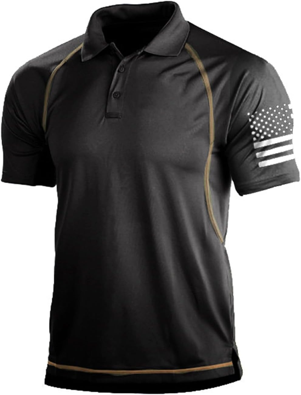 H HYFOL Short Sleeve Polo Shirts for Men Graphic Stretch Casual American Patriotic Raglan Golf Polos for Men
