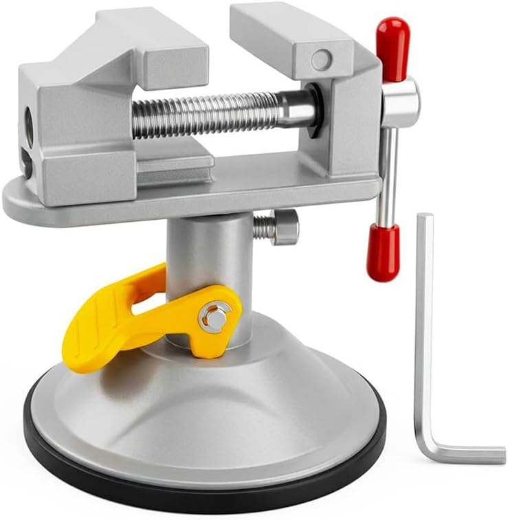 Yakamoz Mini Bench Vise, 360° Swivel Suction Base, Portable Workbench Clamp
