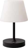 Modo LED Cordless USB-C Re-Chargeable Desk Lamp, 5200mAh Battery Operated with 3 Color Temperature 2700K-3000K-3500K and Fingertip Touch On/Off Plus Dimming in Black with White PC Shade