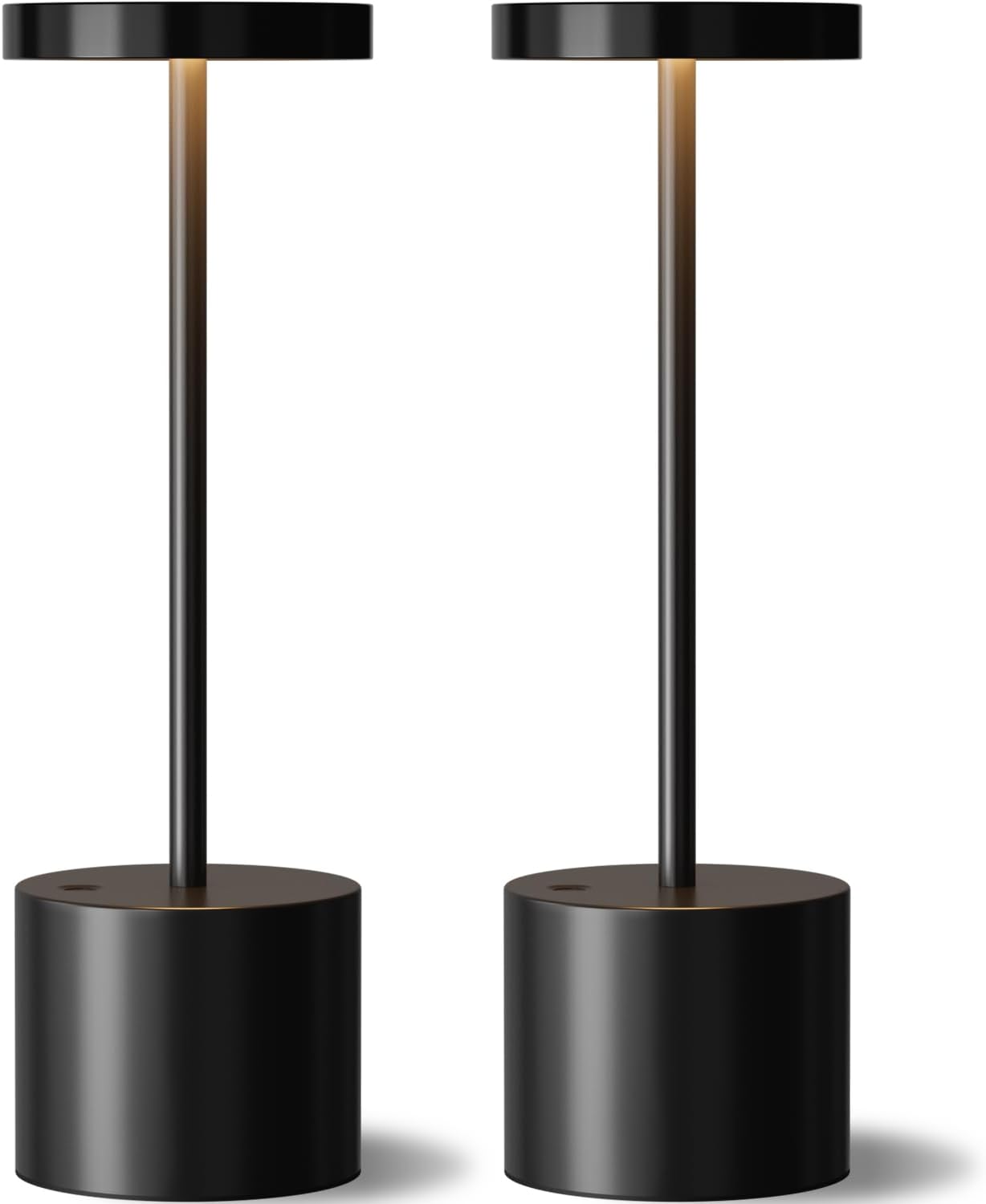 Cordless Rechargeable Table Lamp, 4000mAh Battery Operated, Black, 2 Pack