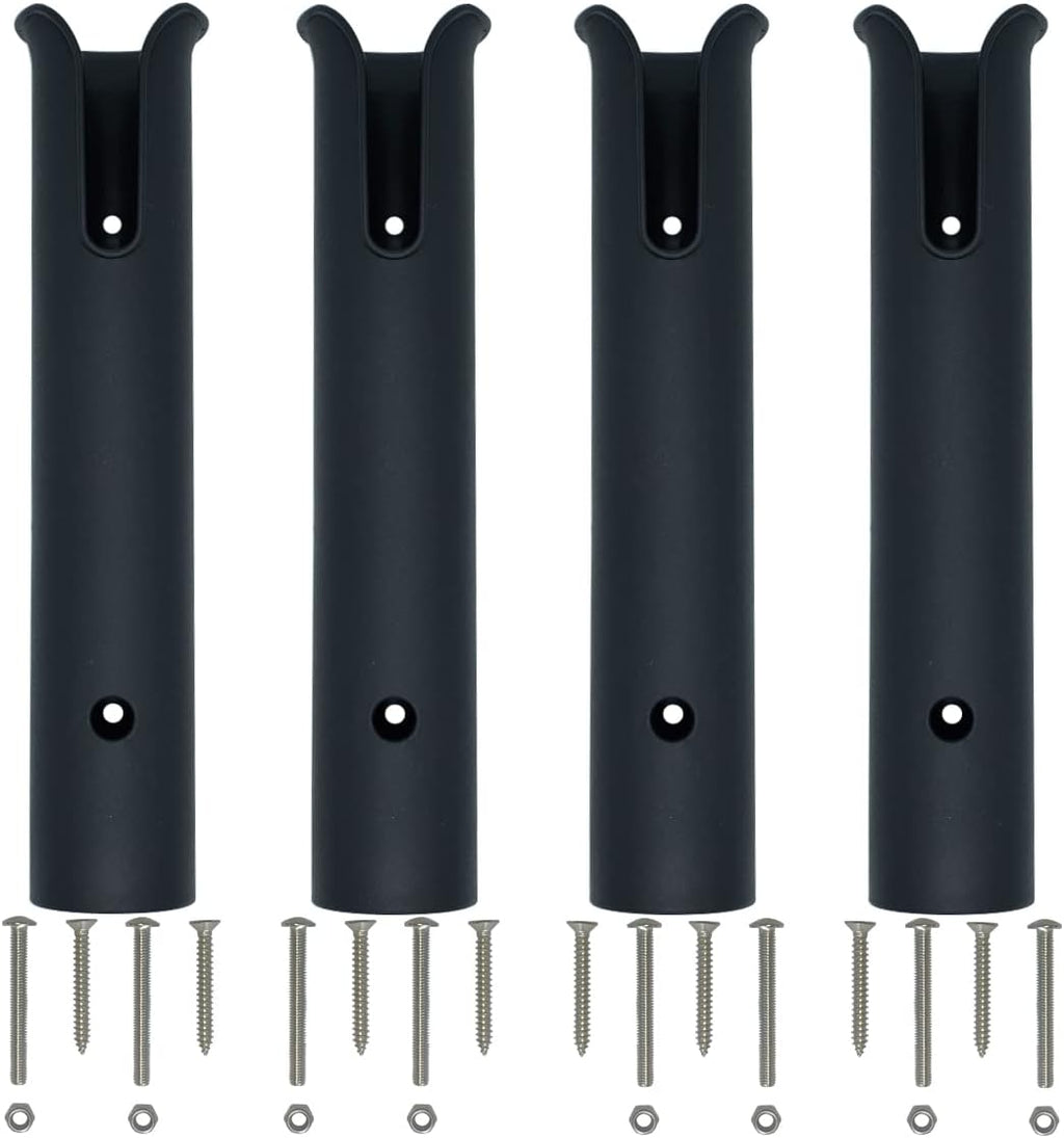 Wall Mounted Fishing Rod Holders Tubes Links Fishing Rod Holder Rack Rests (2-TUBE Black-HiUmi)