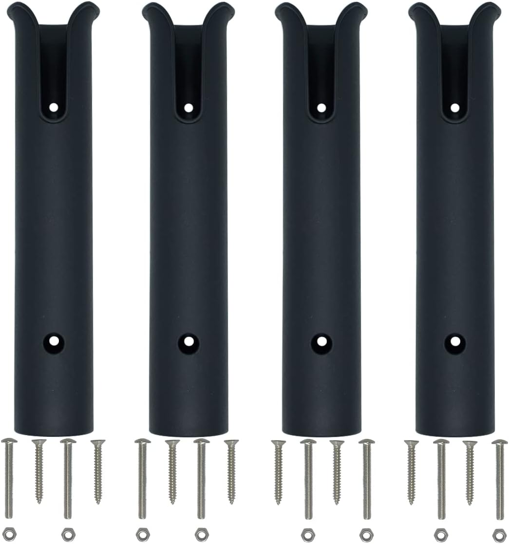 Wall Mounted Fishing Rod Holders Tubes Links Fishing Rod Holder Rack Rests (2-TUBE Black-HiUmi)