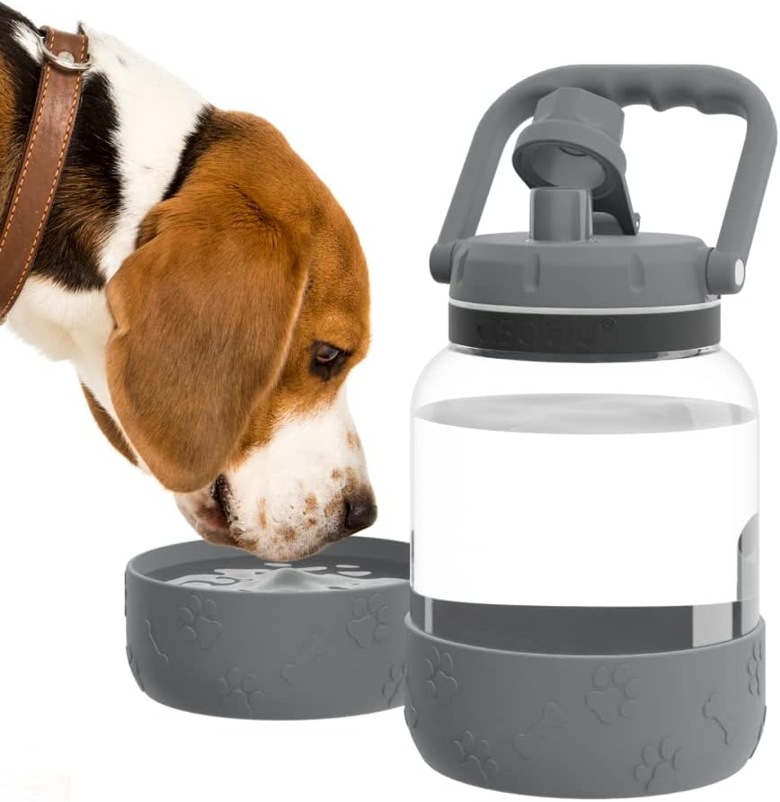Asobu Tritan Water Bottle with Dog Bowl Attached 50 Ounces (Burgandy)
