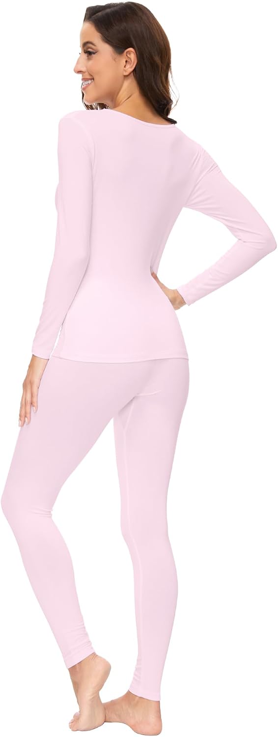 WiWi Soft Underwear for Women Thermal Long Johns Sets Super Warm Base Layer Top Pants Pajamas Set Viscose from Bamboo S-3X