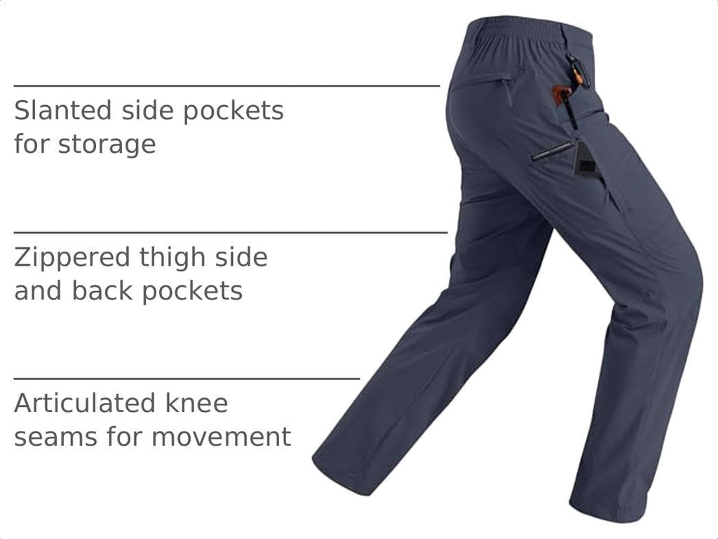 Rapoo Mens Hiking Pants Lightweight Water Resistant Breathable Nylon Cargo Pants with 6 Pockets