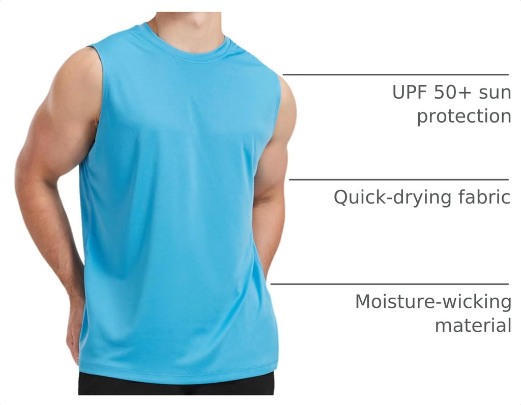 Men's Sleeveless UPF 50+ Swim Shirts Quick Dry UV Workout Tank Top