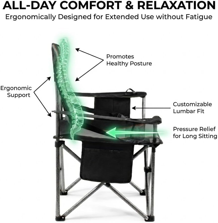 FAIR WIND 2-Pack Padded Oversized Camping Chair Heavy Duty for Adults