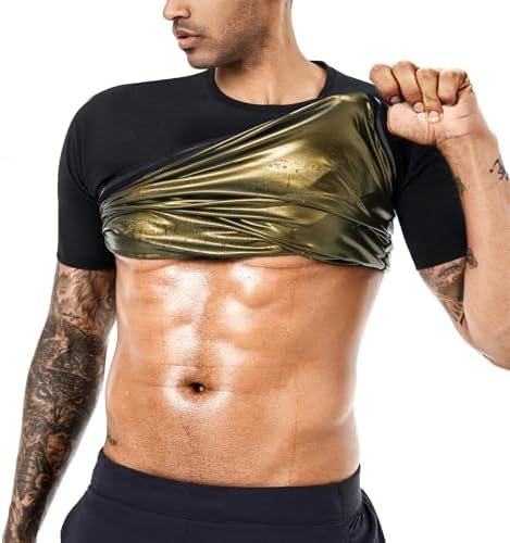 Sauna Sweat Suits Shirt Waist Trainer for Men Compression Vest Workout Gym Clothes Sweat Enhancer Short Sleeve