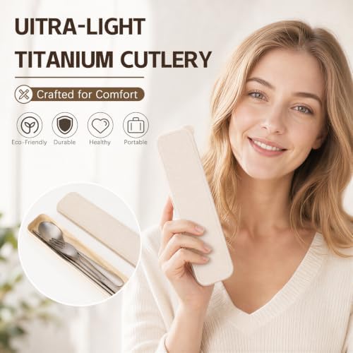 Titanium Flatware Set, Lightweight Chopsticks, Fork and Spoon Utensils