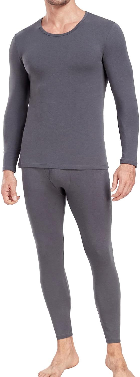 wirarpa Men's Cotton Long Johns Thermal Underwear Set Top and Bottom