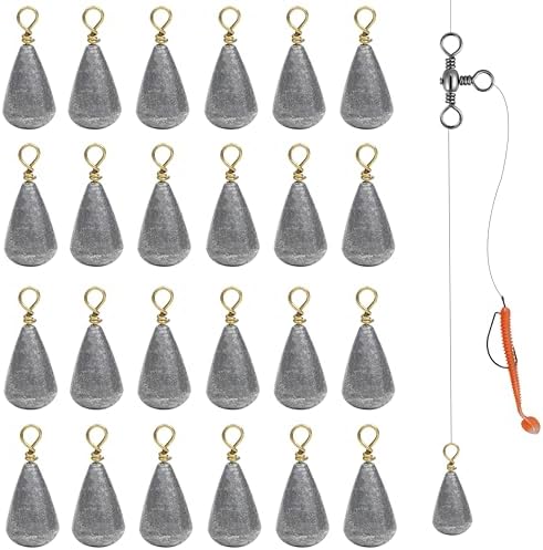 Bass Casting Sinkers Fishing Weights - 20/30pcs Bell Sinkers Drop Shot Weights with Brass Swivels for Saltwater & Freshwater