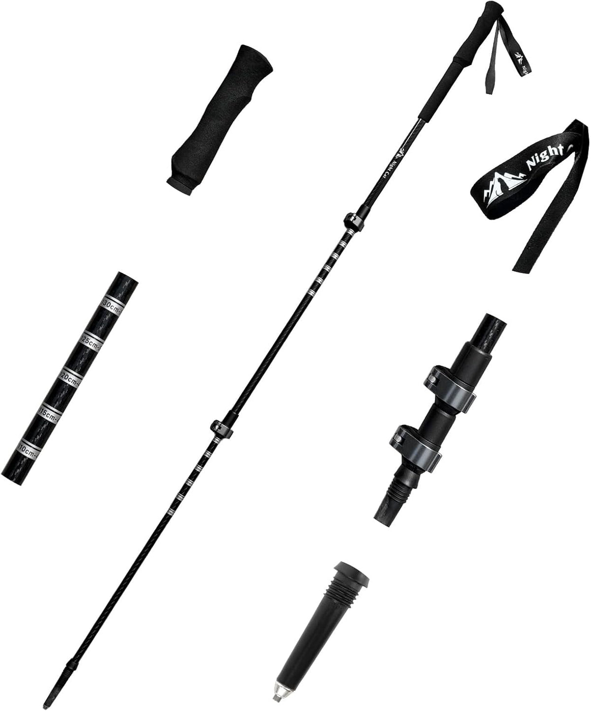 Night Cat Collapsible Trekking Pole: Lightweight Hiking Stick 1 Pack 2 Packs Adjustable Walking Pole for Backpacking Climbing