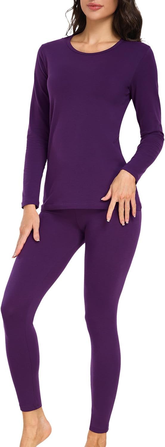 wirarpa Women's Cotton Thermal Underwear Set Long Johns Base Layer Set