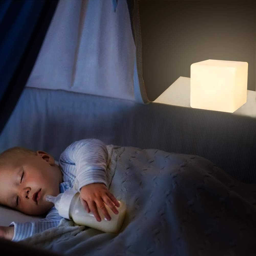 Mr.Go 4-inch LED Cube Light, Dimmable Kids Night Light Mood Lamp w/Remote