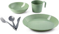 GSI Outdoors Cascadian Table Set I 6-Piece Camping, Backpacking Mess Kit, Plastic BPA Free, Plate, Bowl, Mug, Cup & Cutlery Set