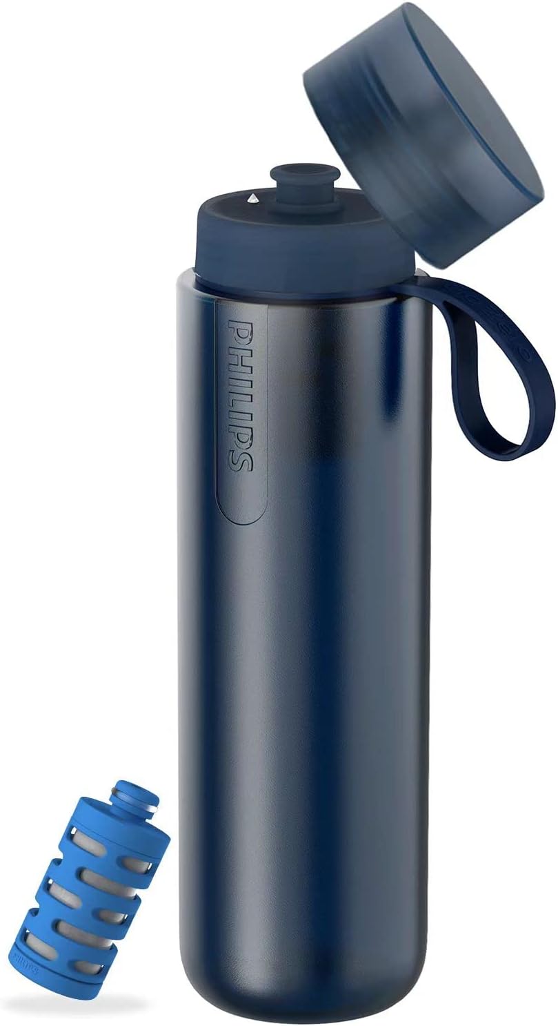 Philips Water GoZero Fitness Filters, Replacement Filter Cartridge, Activated Carbon Fiber Filter, for GoZero Active Bottle, (3 Counts), AWP287/37