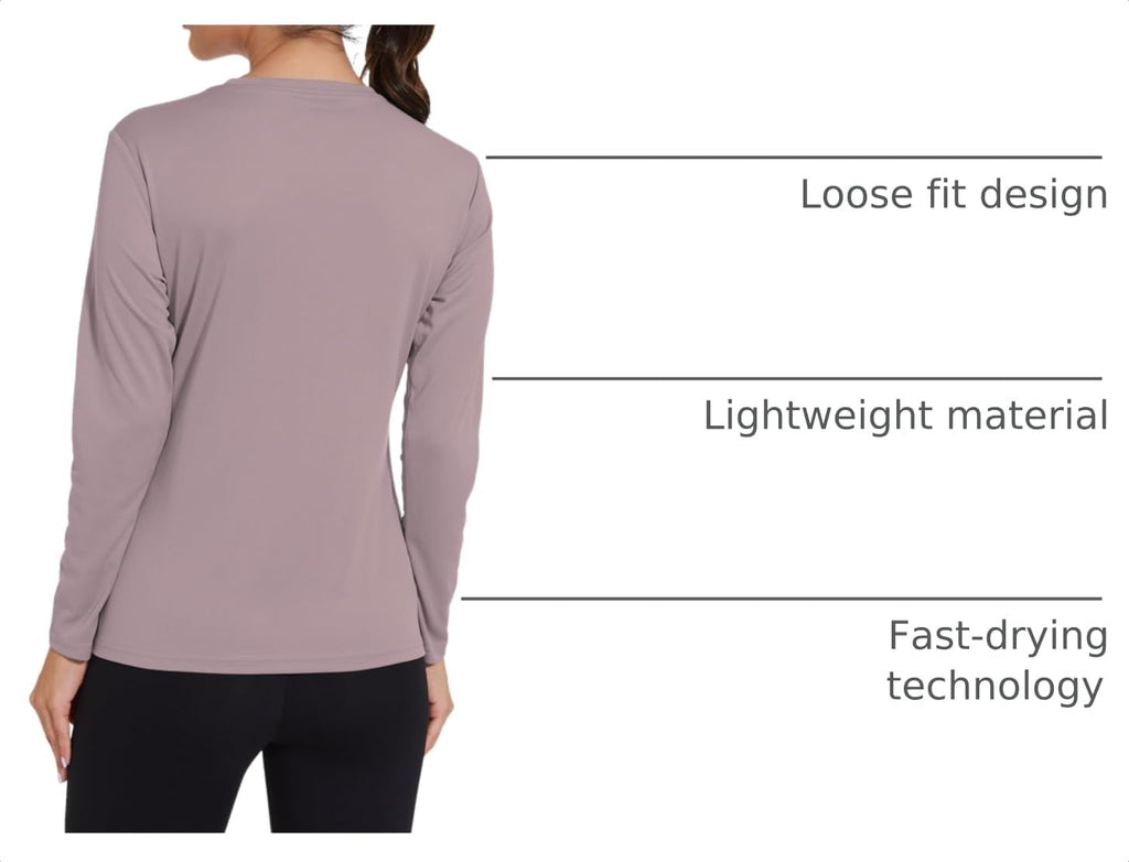HovSiyla Women Long Sleeve Shirts Running UV Rash Guard Casual Tops Sun Protection Workout Hiking T Shirts for Women
