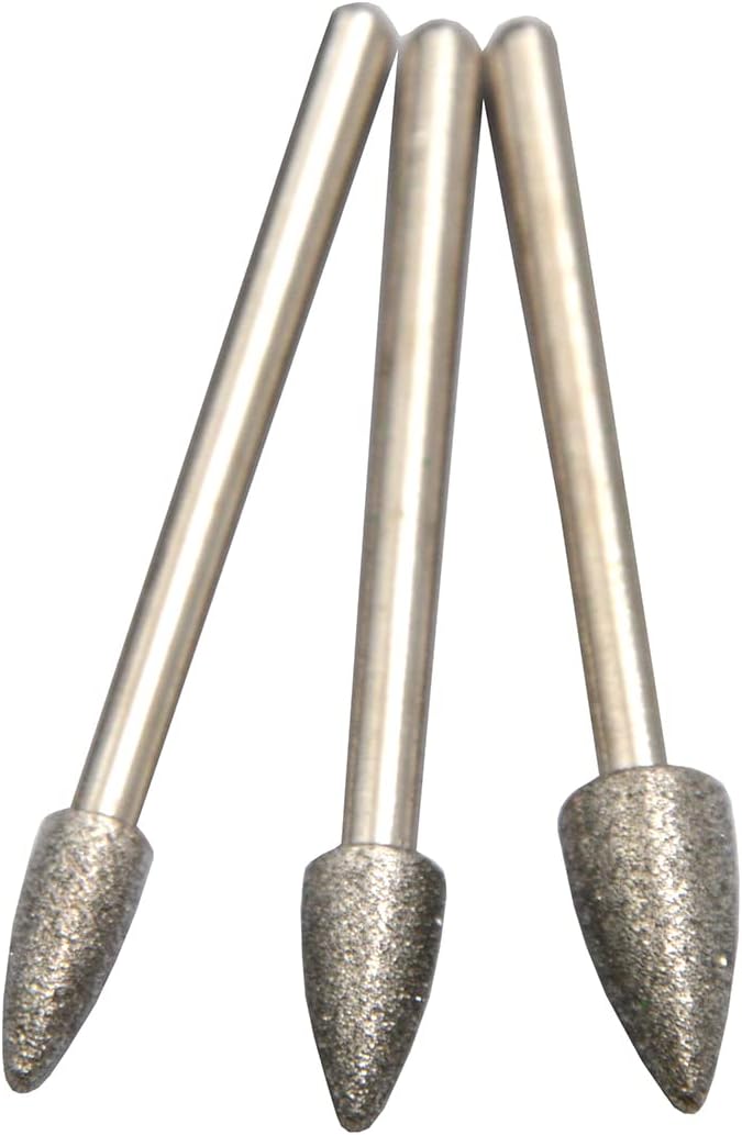 30Pcs 6mm Tree,3mm Shaft,Diamond Stone Abrasive Burs Burr Grit Bits for Rotary Tool Grinding Head Jewelry Lapidary Woodworking (Tree 6mm)