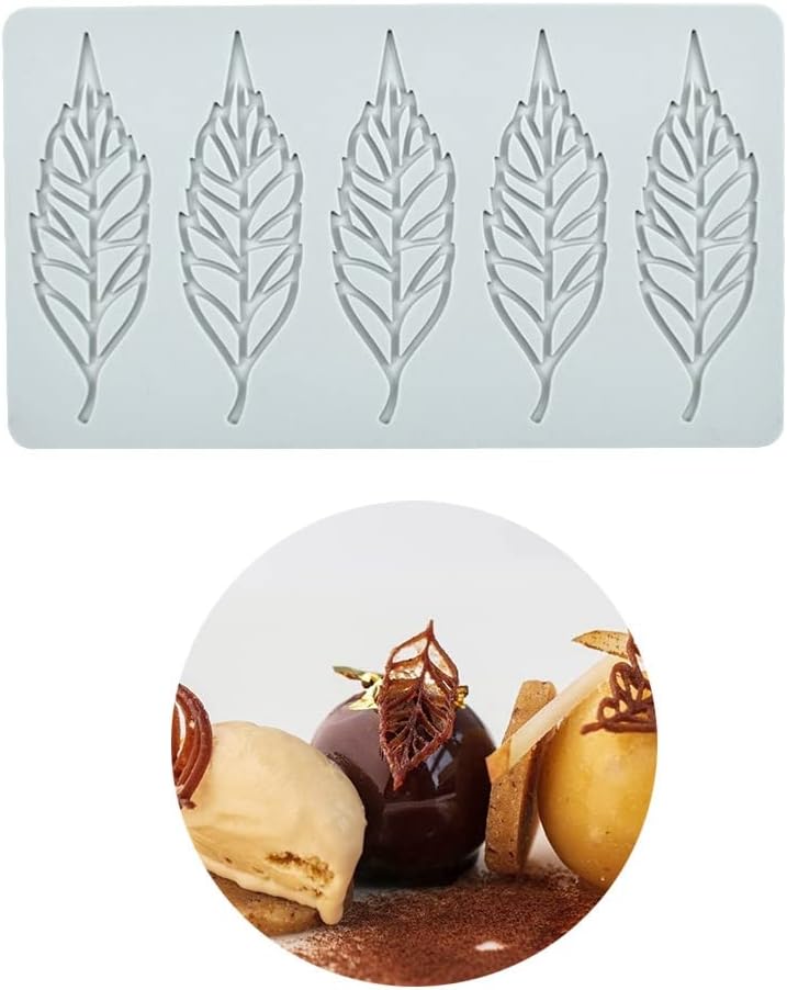 TUKE Hollow Leaf Silicone Molds Lover Heart Chocolate Molds Geometry 3D Silicone Mould Chocolate Candy Leaf Mold Sugar Craft Cake Decoration Cupcake Top (U_Leaf_8.88*5.08*0.12inch), (BH0974)