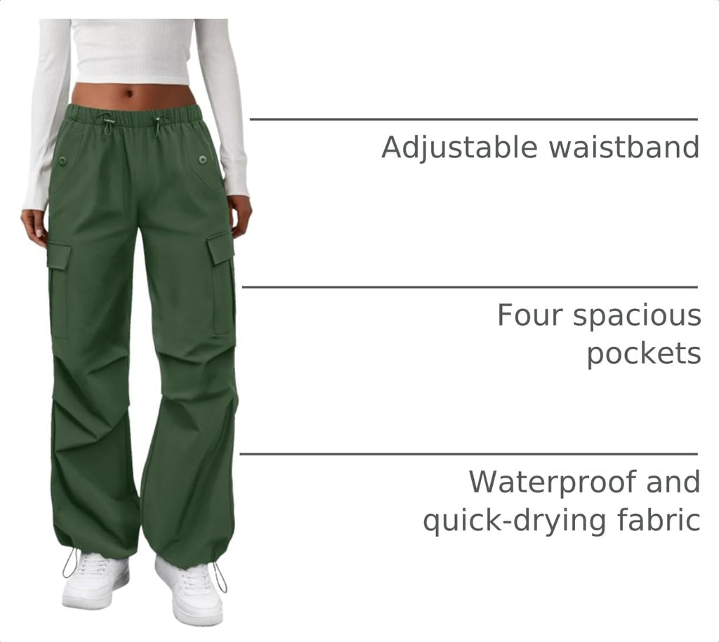 COPYLEAF Cargo Pants Women Parachute Baggy Hiking Pants with Pockets Travel