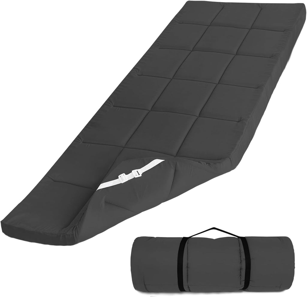 Cot Mattress Topper (Improved Thickness), Foam Quilted Pads for Camping, Soft Comfortable Sleeping Cot Mattress Pad Only, Camping Pad 75"x30" for Camp Cot/Rv Bunk/Narrow Twin Beds, Navy