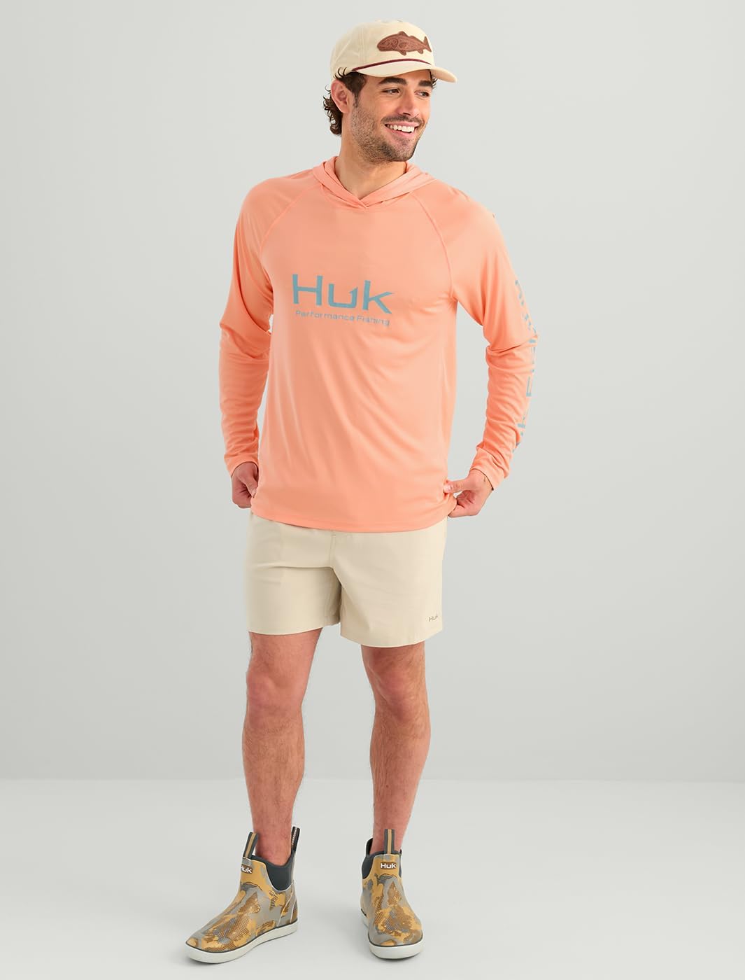 HUK Mens Pursuit Vented Long Sleeve Hoodie, Fishing Shirt with Hood