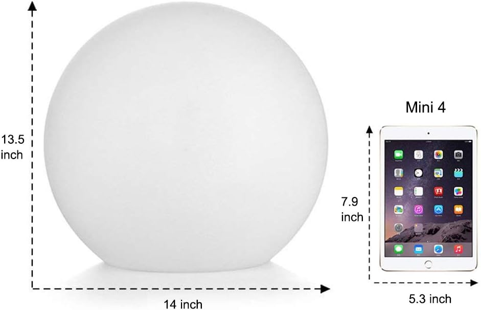 Mr.Go 14-inch LED Ball Light, Cordless Rechargeable Globe Lamp w/Remote