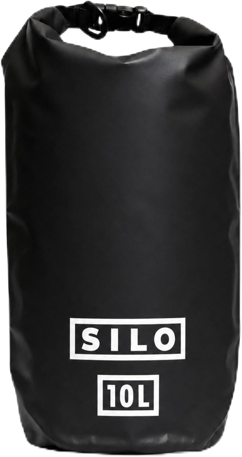 SILO Dry Drop 10L Waterproof Dry Bag - Ultralight Roll-Top Gear Bag for Trail Running, Ultramarathon Crew Drop, Kayaking, SUP, Hiking, Camping, Beach - 500D PVC, Shoulder Strap Grey