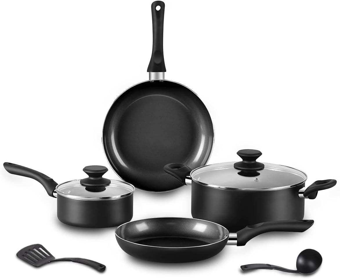 BECIGAR 8 Pcs Ceramic Pots and Pans Set