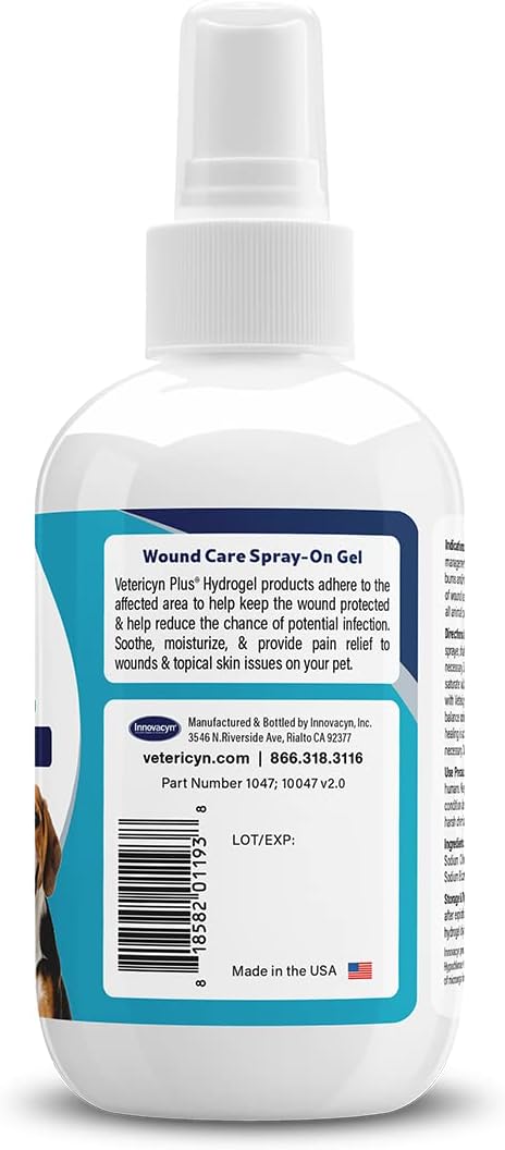 Vetericyn Plus Dog Wound Care Hydrogel Spray | Healing Aid and Wound Protectant, Sprayable Gel to Relieve Dog Itchy Skin, Safe for All Animals. 3 Ounces