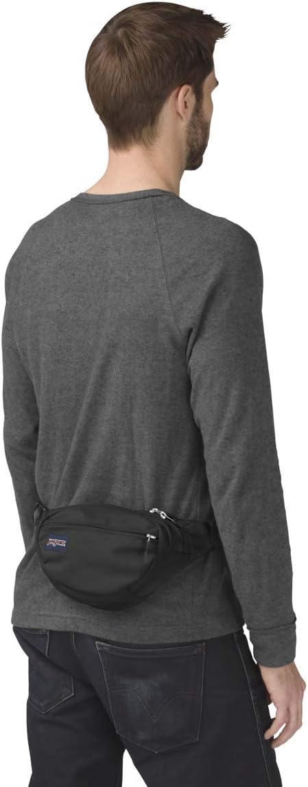 JanSport Fifth Avenue Fanny Pack Crossbody Bags for Women, Men - Stylish, Durable Waist Bag with Adjustable Belt, Main Zippered Pocket, Quick Stash Pocket, Travel Essentials, Black