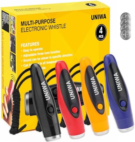 UNIWA Electronic Whistle, 4 Pack Handheld Whistle for Outdoor Sports