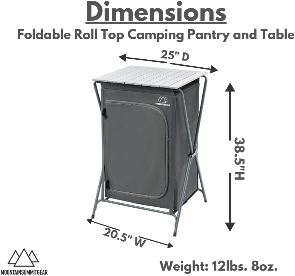 MOUNTAIN SUMMIT GEAR Foldable Roll Top Camping Pantry and Table, Made by Caddis Sports