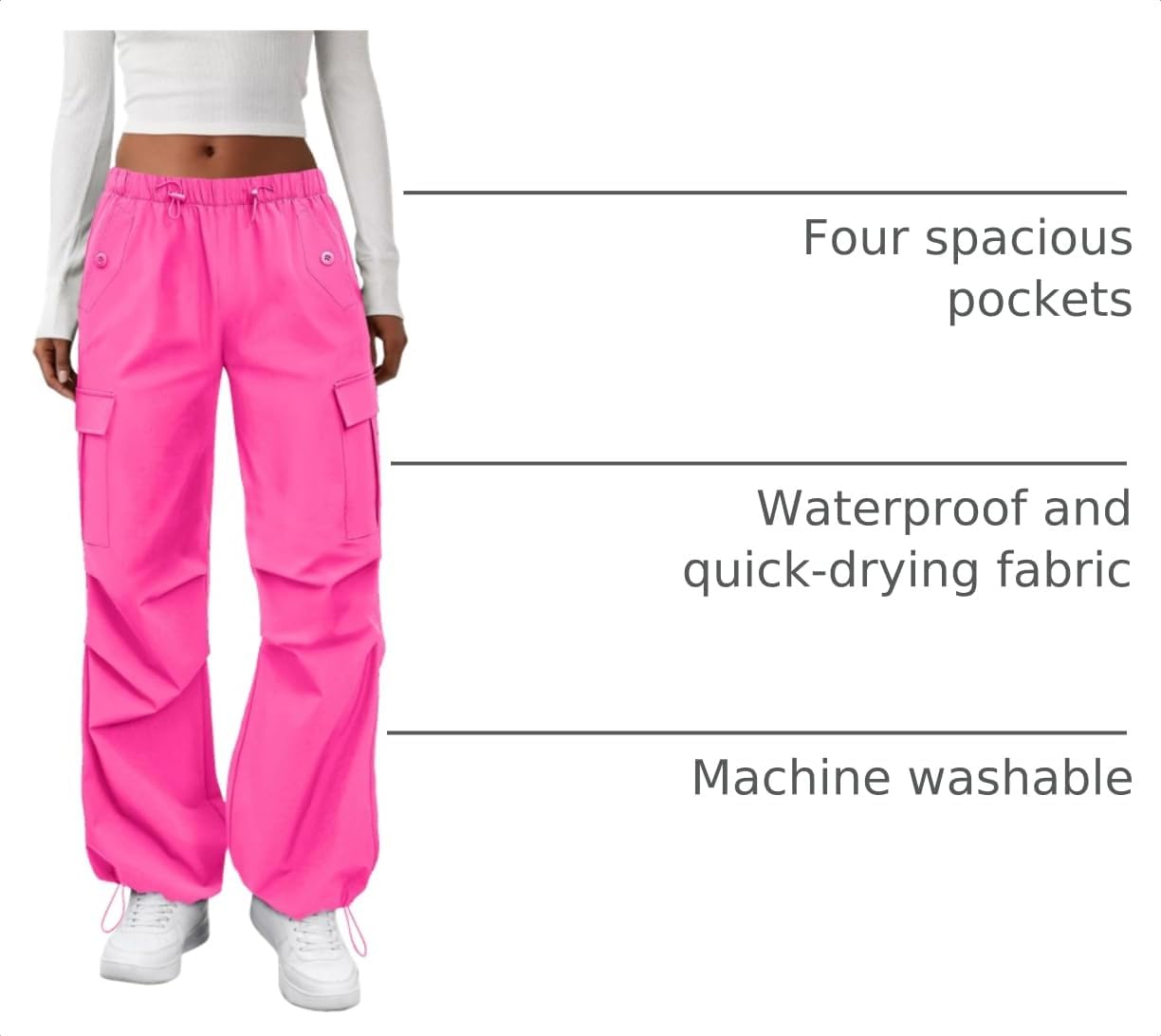 COPYLEAF Cargo Pants Women Parachute Baggy Hiking Pants with Pockets Travel